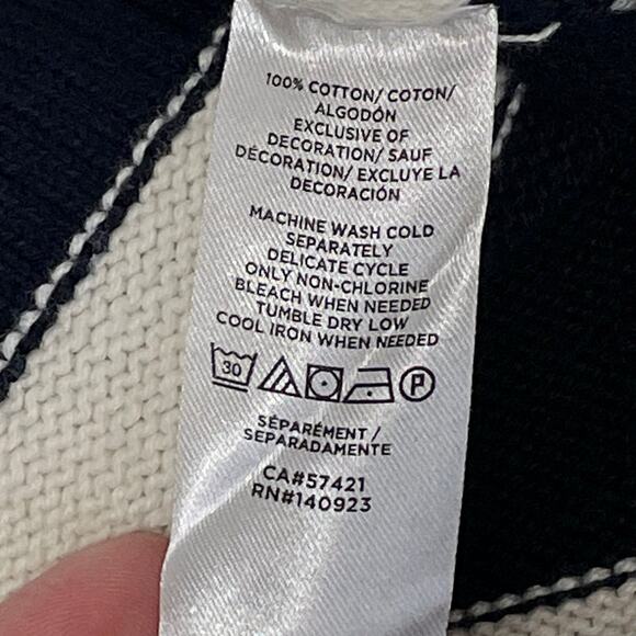 Loft Outlet Striped Cotton Pullover with Embroidered Heart Women's S Navy Blue - Picture 5 of 10